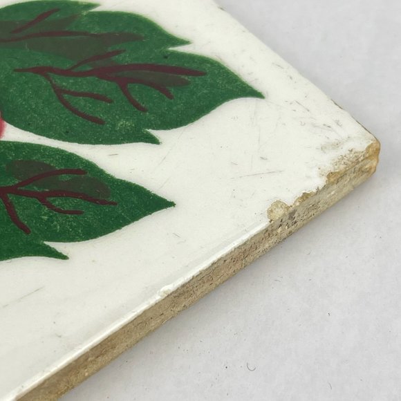 Vintage Wheeling Cushion Hand Painted Hibiscus 6" Square Tile Trivet - Picture 8 of 12